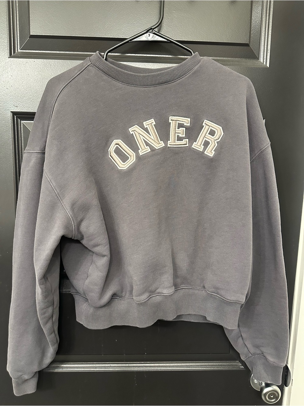 Oner Active Gray Crewneck Sweatshirt with Raised Lettering